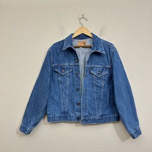 VINTAGE 80s LEVI'S Denim Trucker Jacket Blue Cotton Moto Rider Travel